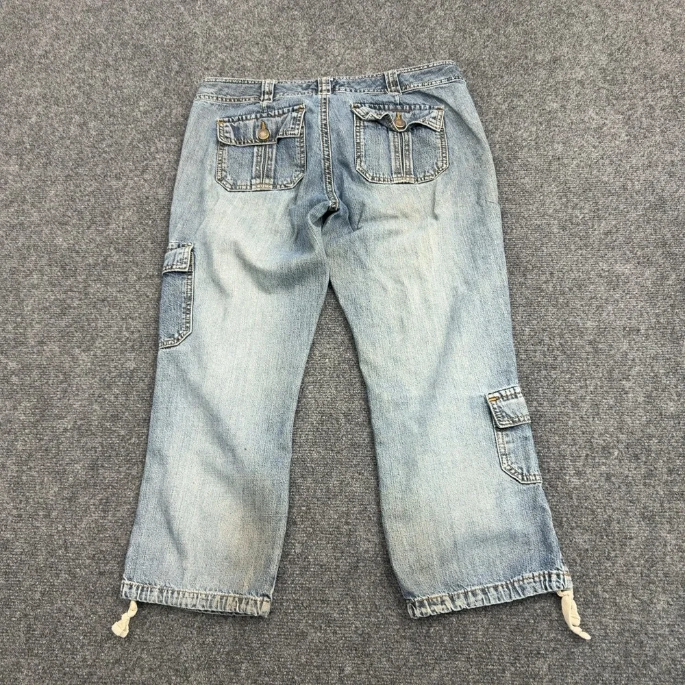 Vintage Aeropostale Capri Jeans Women 5/6 Blue Cotton Cargo Drawstring Y2K Style